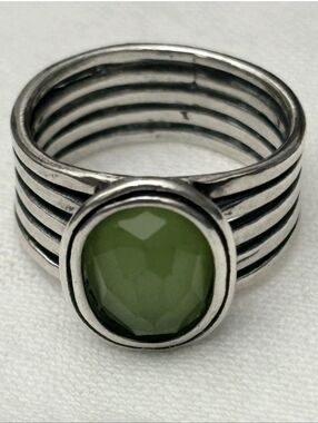Silpada Sterling Silver and Green Gemstone Ring R1463